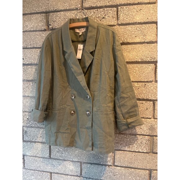 Dolan Olive Green Double-Breasted Blazer With Button Cuff Details & Notched Lape - Picture 2 of 11
